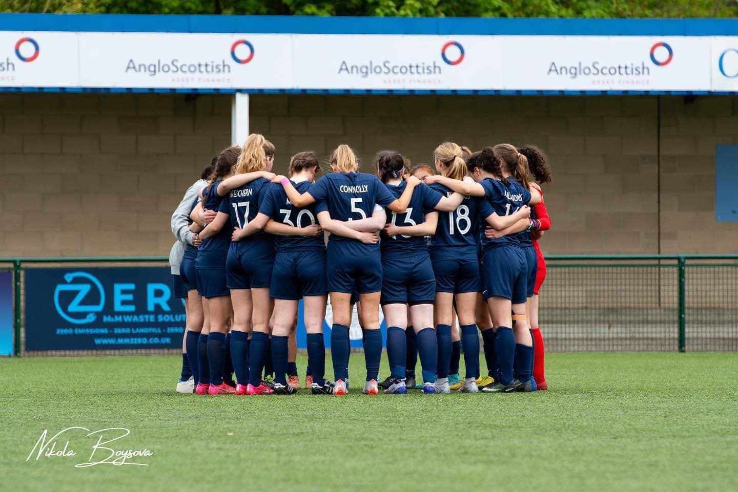 OUAFC Women's Blues team huddle